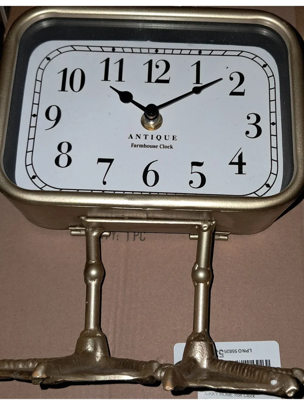 Nikky Home NWT Retro Iron Duck Palmate Footed Desktop Clock In Gold 8.39